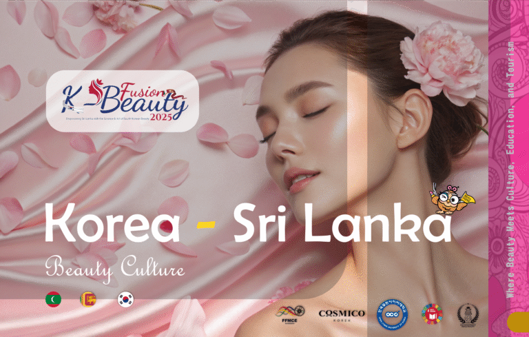 K-Beauty Culture 2025 event in Sri Lanka featuring Korean Beauty Masters from Open Seoul Cyber University teaching K-Nail, K-Hair, K-Spa, and K-Beauty techniques